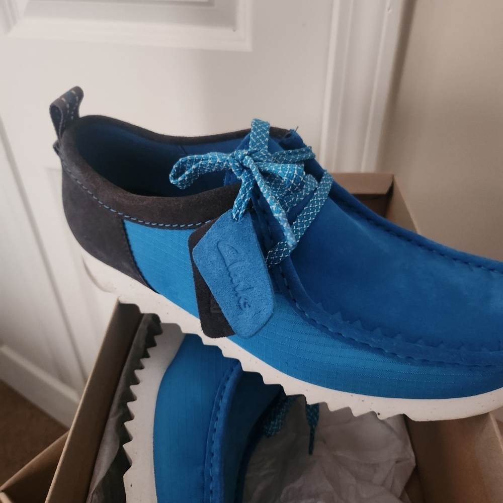 Clarks Blue and Black Loafers Slip-Ons with Modern Design